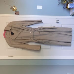LONDON FOG Beige Button Front Belted Trench Rain Coat Size 8